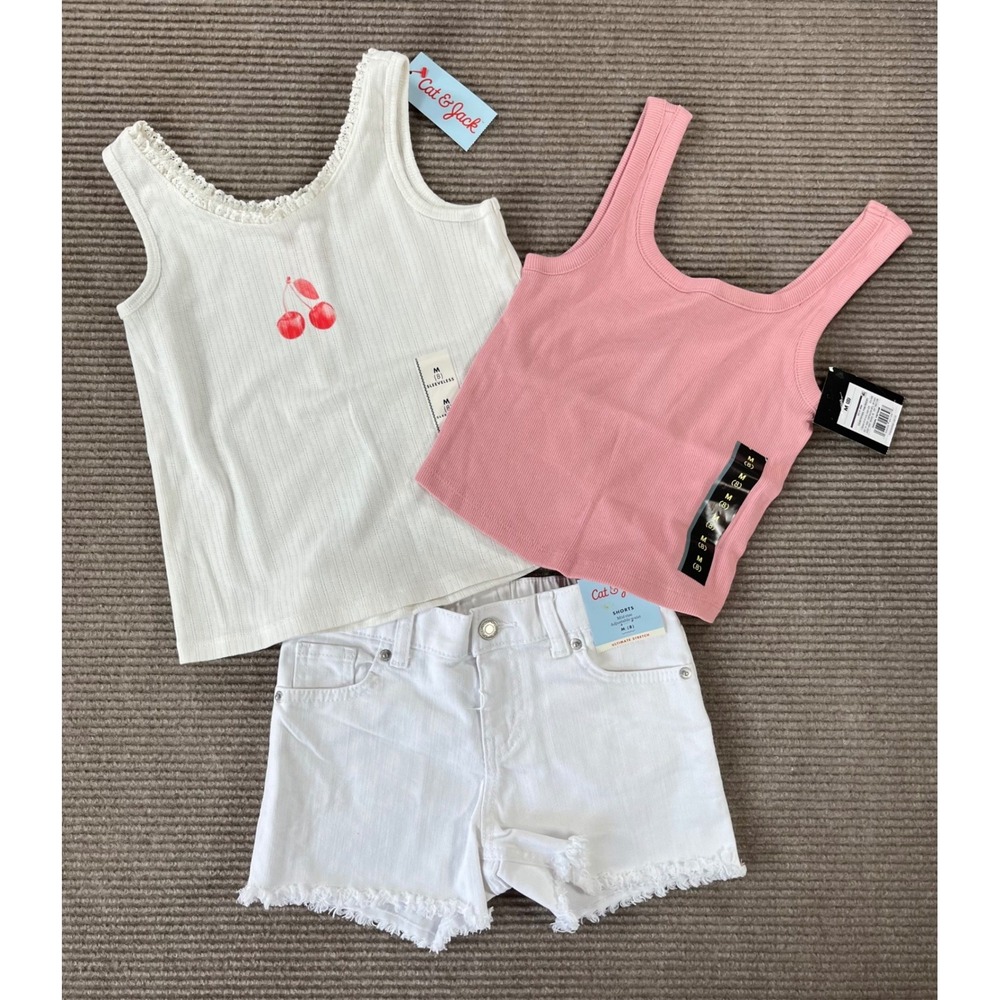 Girls Sz M Tank Top & Short Bundle Cat & Jack Art Class  Pink Girls Sz M (8) NWT